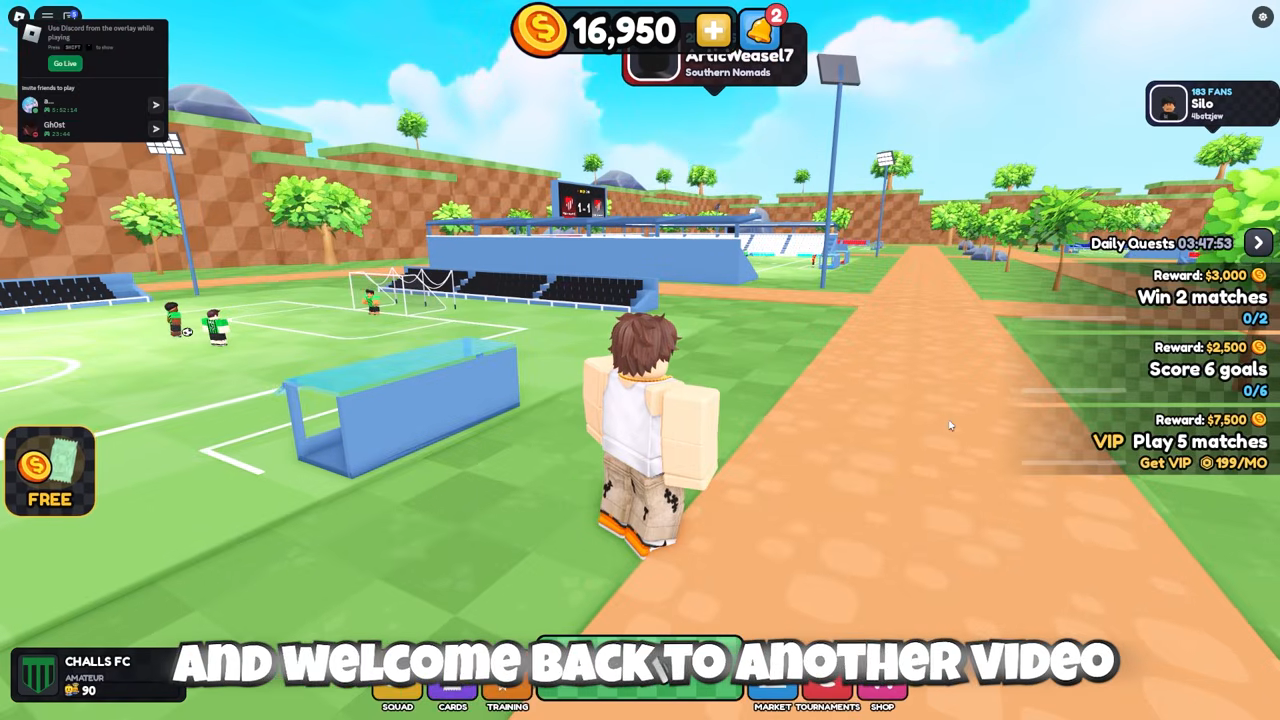 The game hub with the fans counter, the AMATEUR rank label and the daily quests panel